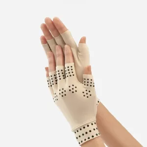 guantes de compresión, guantes para la artritis, terapia magnética, guantes magnéticos, guantes de compresión sin dedos