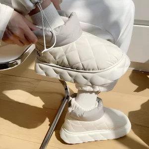 botas de invierno, botas sin cordones, botas de nieve hasta el tobillo, botas de felpa, botas impermeables, botas acolchadas