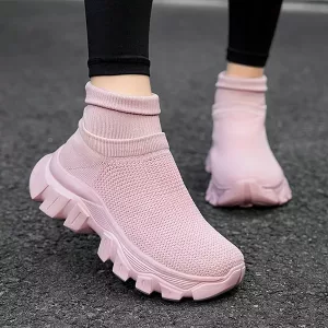 zapatillas de deporte sin cordones, zapatillas de deporte casuales, zapatillas de deporte tipo calcetín, zapatillas de deporte de suela gruesa, zapatillas de deporte antideslizantes, zapatillas de deporte de malla, zapatillas de deporte transpirables